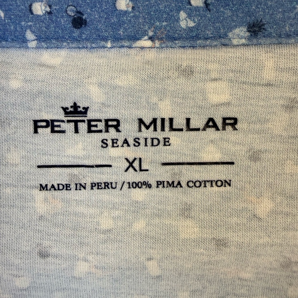 Peter Millar Blue seaside patterned golf shirt - Picture 4 of 8